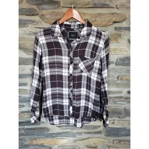 Rails Brown Ivory Plaid Flannel Button Up Small